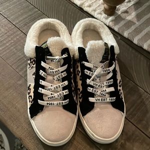 Slip on warm fuzzy sneakers